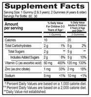 Uncle Moishy Sour Vitamin C + Zinc Vitamins 60 Ct