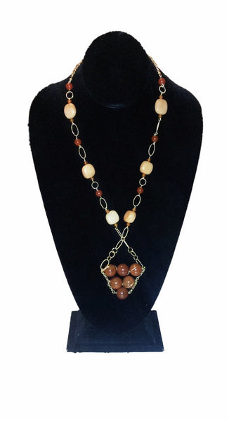 Wire Wrapped Carnelian Beads on Vermeil Chain