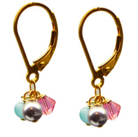 Wholesale Swarovski &  Glass Triple Drop Gold Filled Earrings