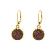 11mm Vermeil Bezel Druzy Stone Earrings on Gold Filled Leverback