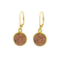 Wholesale 11mm Vermeil Bezel Druzy Stone Earrings on Gold Filled Leverback