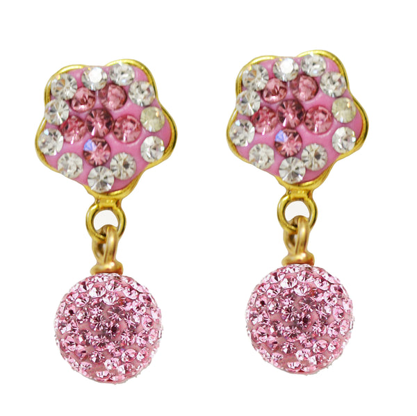 Sterling Flower Stud & Shambala Ball Drop Earrings