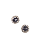 15mm Sterling Silver Halo Bezel Stud Earrings (swiss blue)