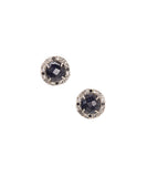 15mm Sterling Silver Halo Bezel Stud Earrings (amethyst)