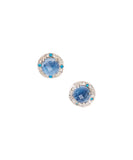 15mm Sterling Silver Halo Bezel Stud Earrings (black rutile)