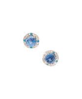 15mm Sterling Silver Halo Bezel Stud Earrings (amethyst)