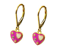 14/20 Gold Filled Enamel Heart Earring By Minigems