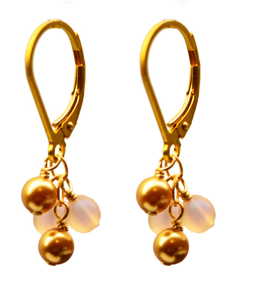 Wholesale Mixed Swarovski Pearl & Pink Frosted Glass Small Cascade Earrings