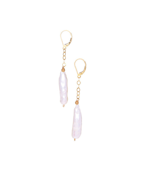 Wholesale Flute Pearl and 14/20 Gold Filled Drop Earrings