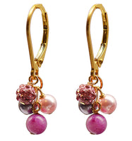 Wholesale Small Mixed Swarovski Crystal Shamballa & Agate Cascade Earrings