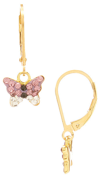 Wholesale Vermeil Shamballa Butterfly Charm on Gold Filled Leverback