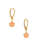 Vermeil Enamel Flower Charm on Gold Filled Leverback