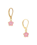 Vermeil Enamel Flower Charm on Gold Filled Leverback